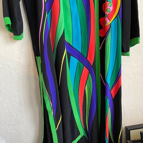 Vintage Yolanda Lorente Hand Painted 100% Silk Open Duster/Kimono Wrap Coverup L - Picture 4 of 10